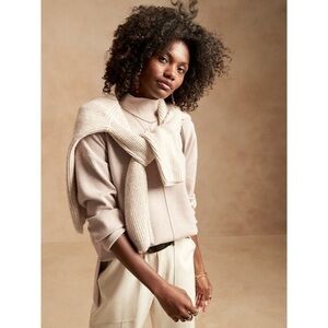 Banana Republic Ecovero Serene Milano Turtleneck Sweater in Light Taupe